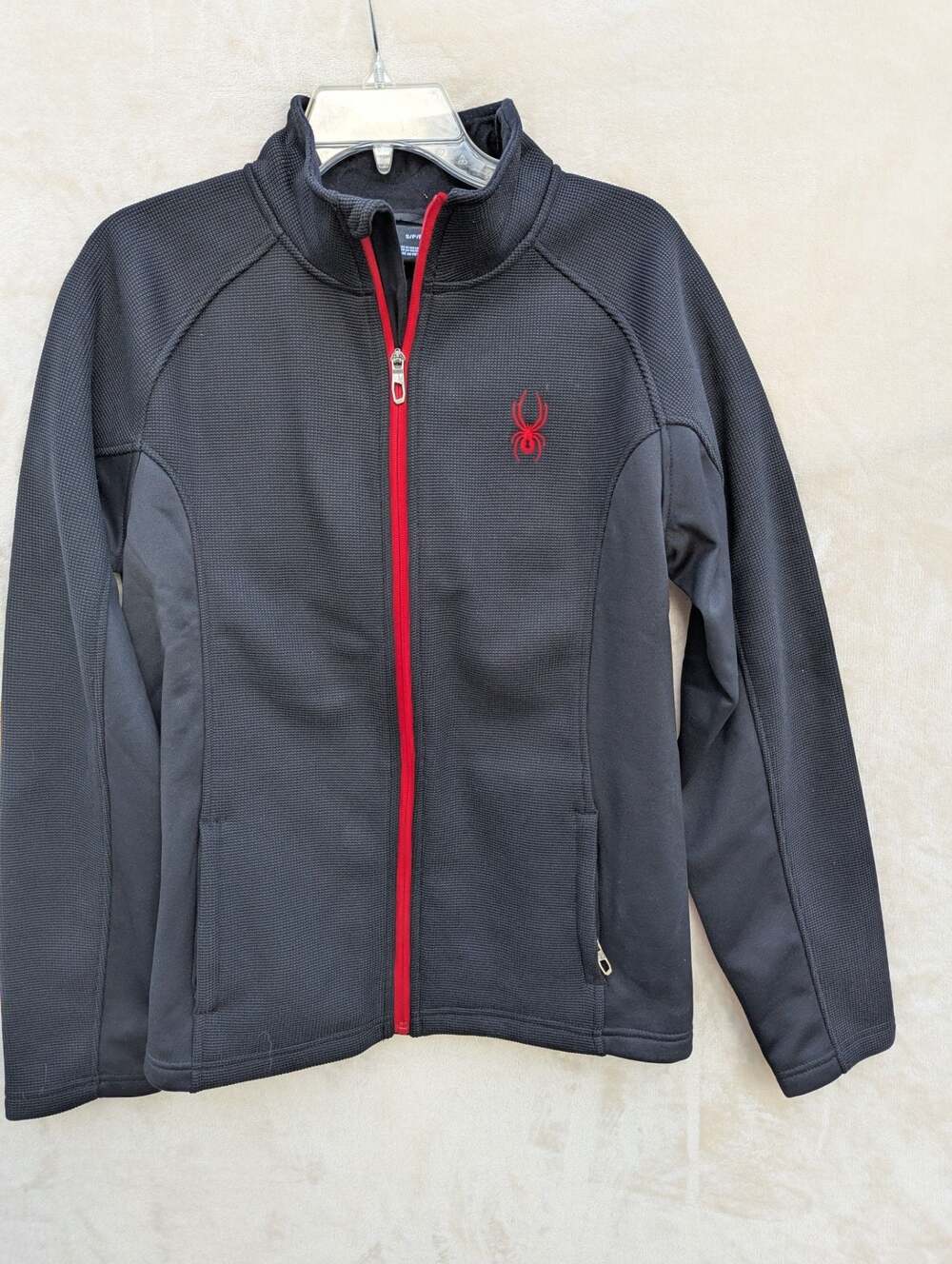 Spyder Black Full-Zip Fleece Jacket with Red Trim Size S